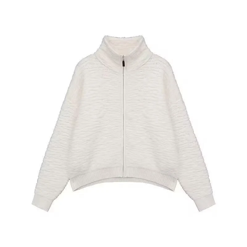Damen Hochwertiger Strickpullover mit Stehkragen und Reißverschluss Drune