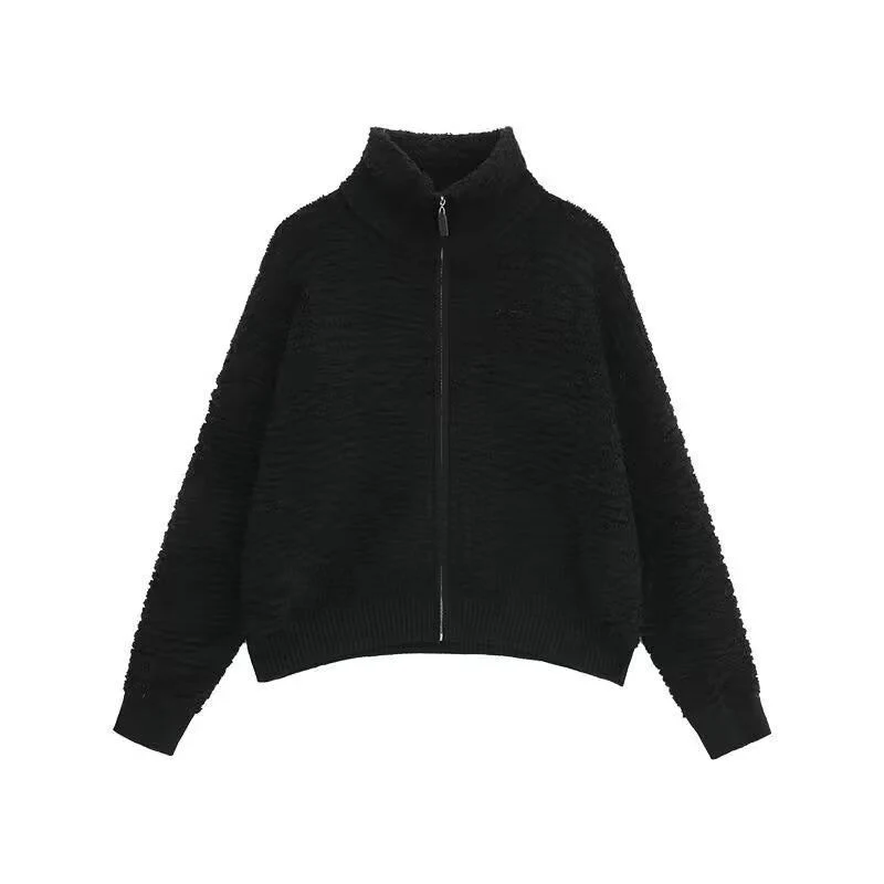 Damen Hochwertiger Strickpullover mit Stehkragen und Reißverschluss Drune