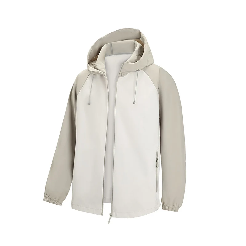 Herren Leichte Kapuzen‑Windbreaker‑Jacke mit Raglanärmeln, Zwei-Wege‑Reißverschluss und verdeckten Reißverschlusstaschen Drune