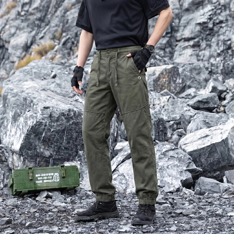 Herren Leichte Cargo-Jogginghose mit Tunnelzug, Kniepasse und elastischen Bündchen Drune