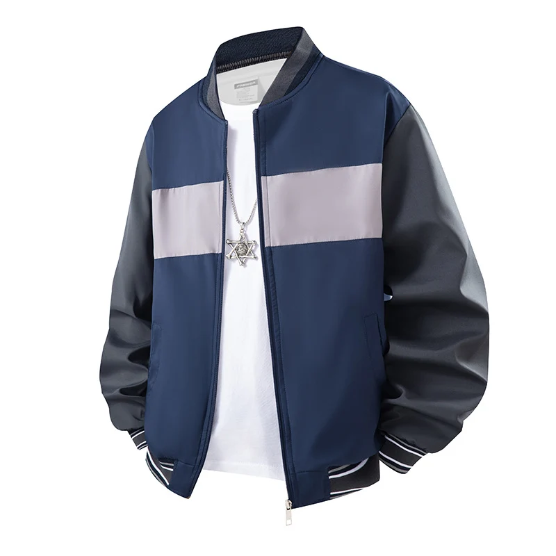 Herren Leichte Bomberjacke im Colourblock-Design mit Rippkragen, gestreiften Bündchen und Reißverschluss Drune