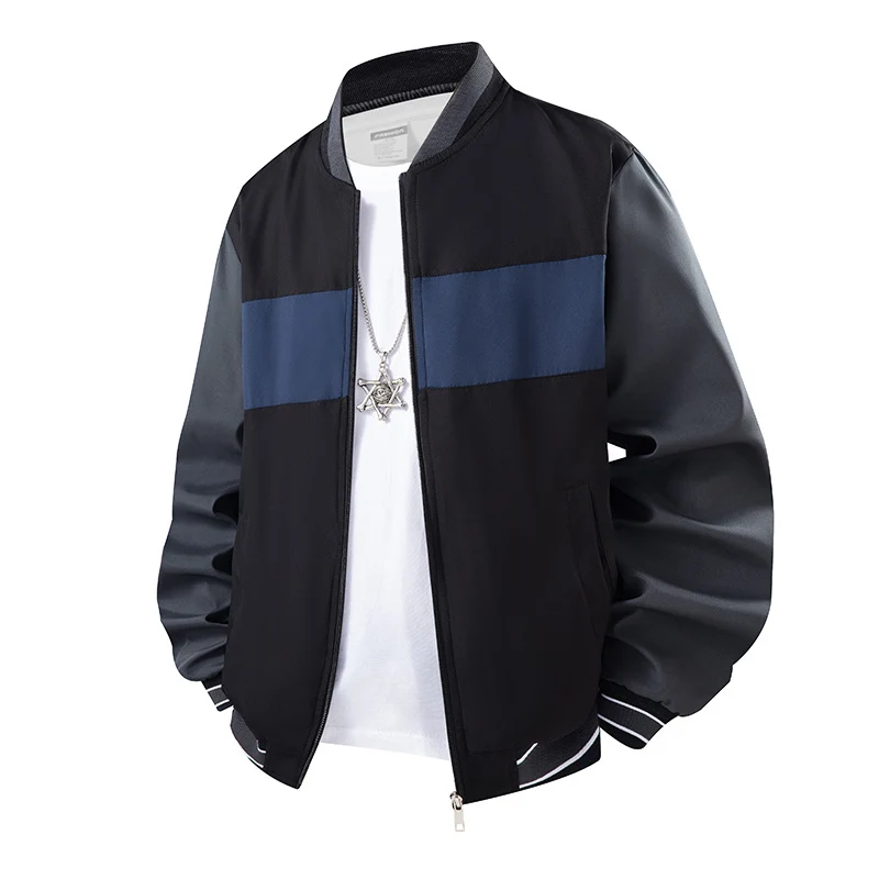 Herren Leichte Bomberjacke im Colourblock-Design mit Rippkragen, gestreiften Bündchen und Reißverschluss Drune