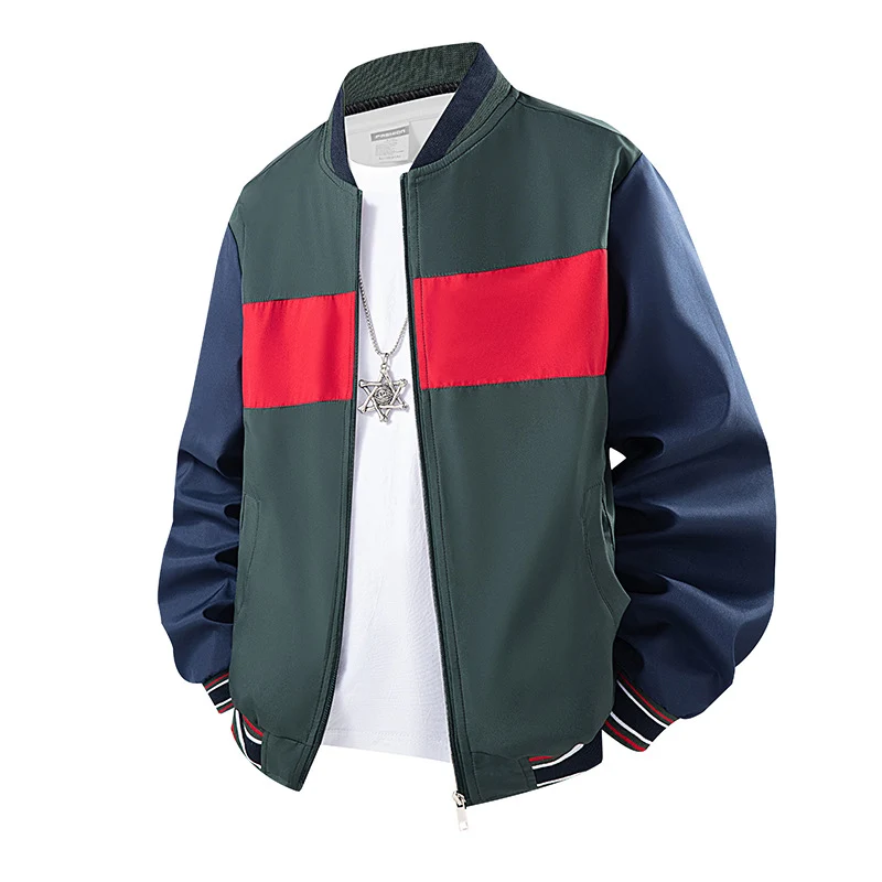 Herren Leichte Bomberjacke im Colourblock-Design mit Rippkragen, gestreiften Bündchen und Reißverschluss Drune