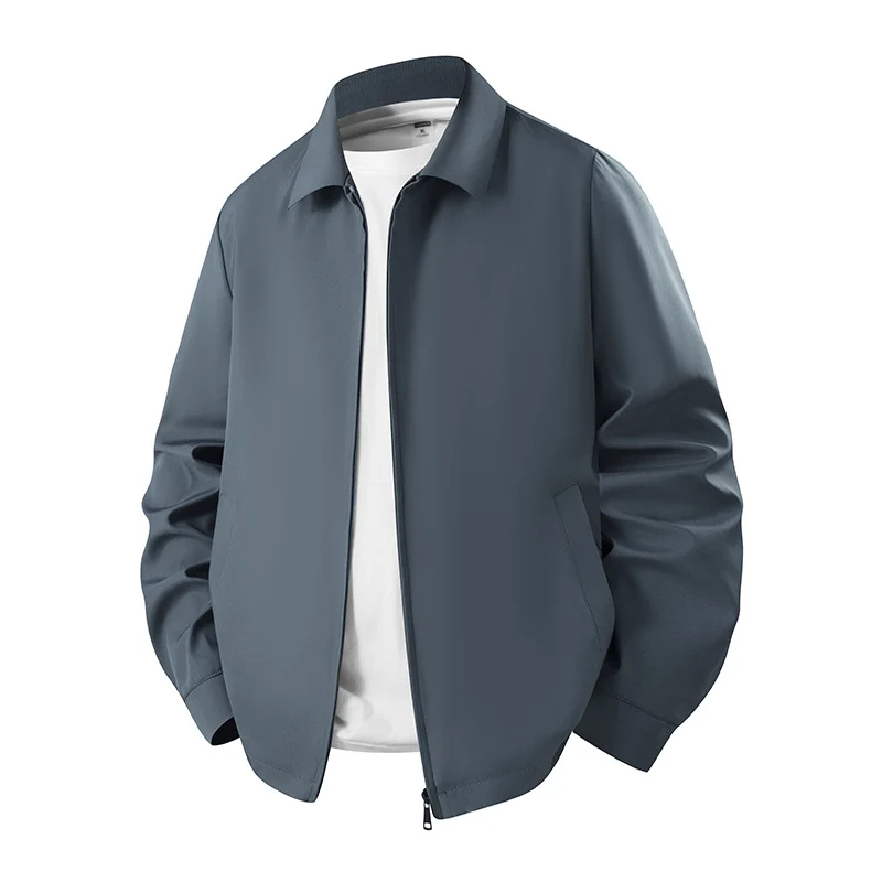 Herren Leichte Blousonjacke im Harrington-Stil mit verdecktem Reißverschluss und Eingrifftaschen Drune