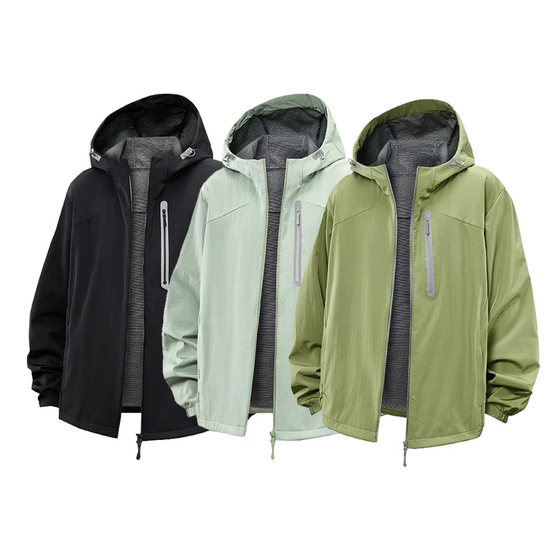 Herren Leichte Atmungsaktive Kapuzen-Outdoorjacke mit Minimalistischem Tech-Lining Drune