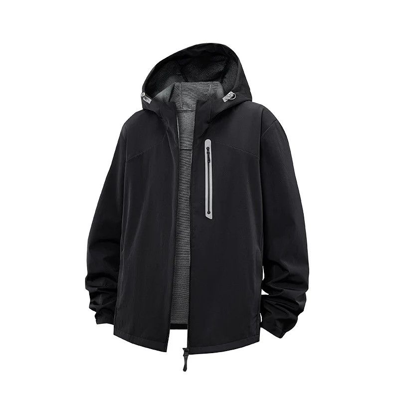 Herren Leichte Atmungsaktive Kapuzen-Outdoorjacke mit Minimalistischem Tech-Lining Drune