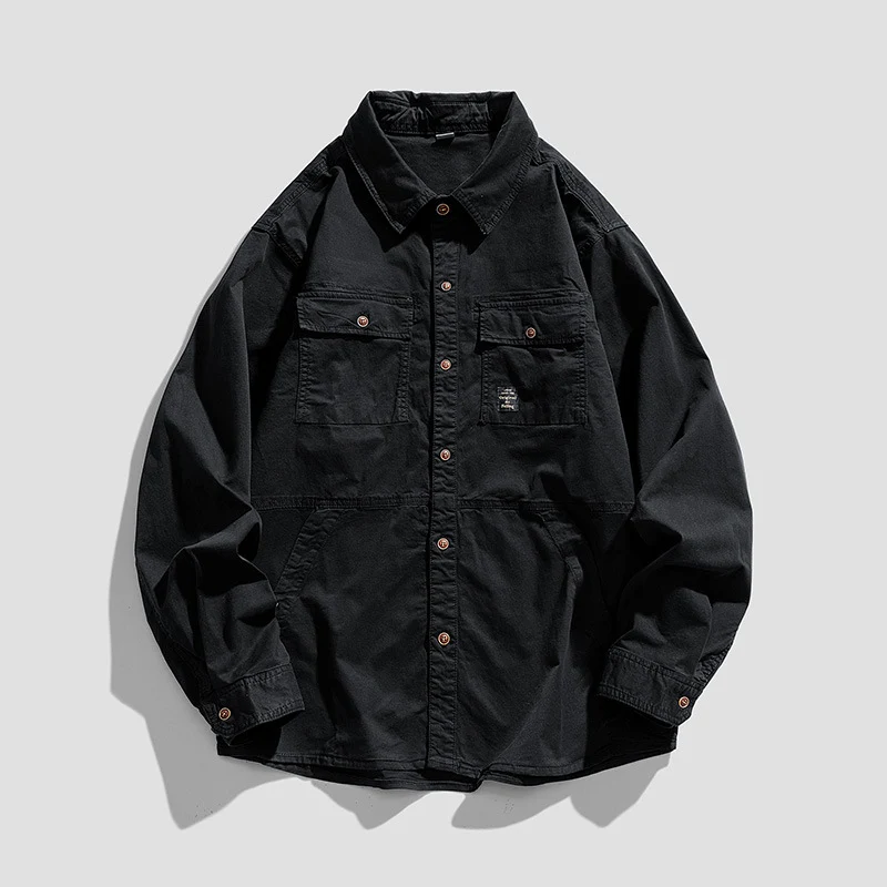 Herren Lässige Overshirt-Fieldjacke im Utility‑Stil mit Brust- und Eingrifftaschen Drune