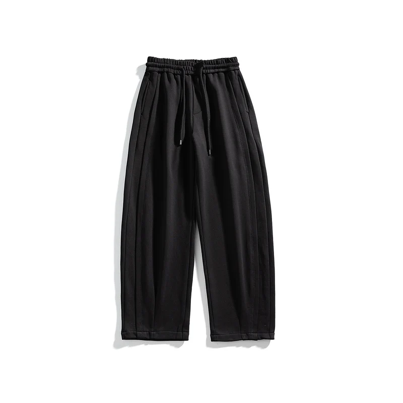 Herren Lässige Jersey-Hose mit Kordelzug, geradem Bein und dekorativen Steppnähten Drune