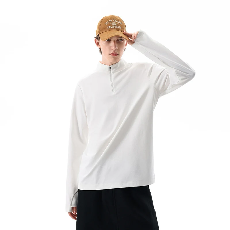 Herren Langärmeliges Halbzip-Sweatshirt mit Stehkragen und weitem Schnitt aus technischem Jersey Drune