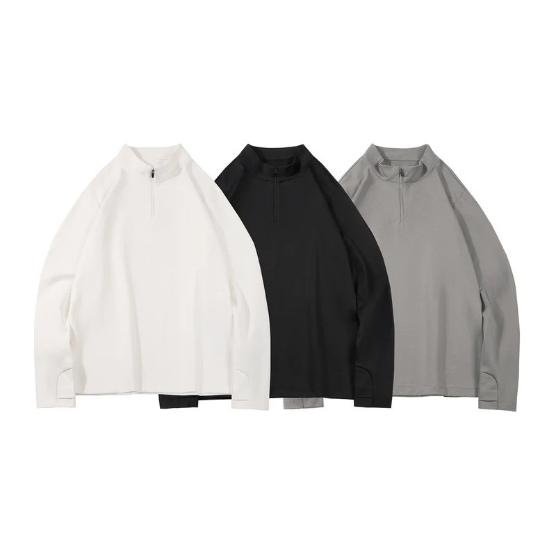Herren Langärmeliges Halbzip-Sweatshirt mit Stehkragen und weitem Schnitt aus technischem Jersey Drune