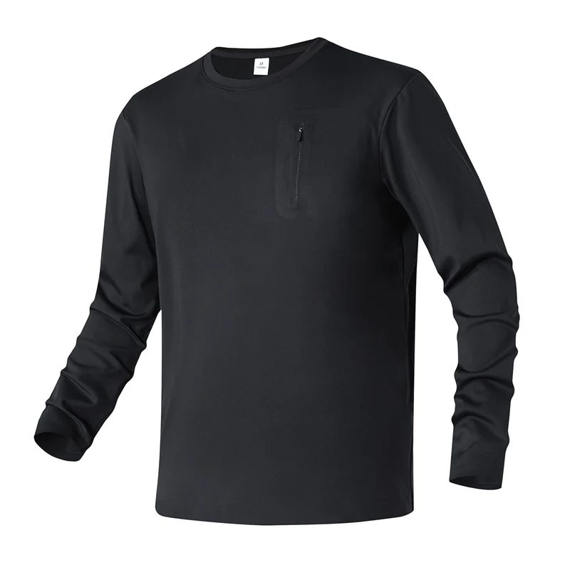 Herren Langarm-Performance-Shirt mit Brust-Reißverschlusstasche Drune