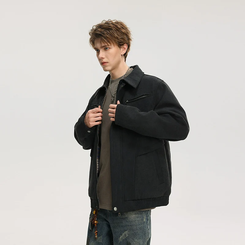 Herren Kurzjacke aus Wollmix mit verdecktem Reißverschluss und Brusttaschen Drune