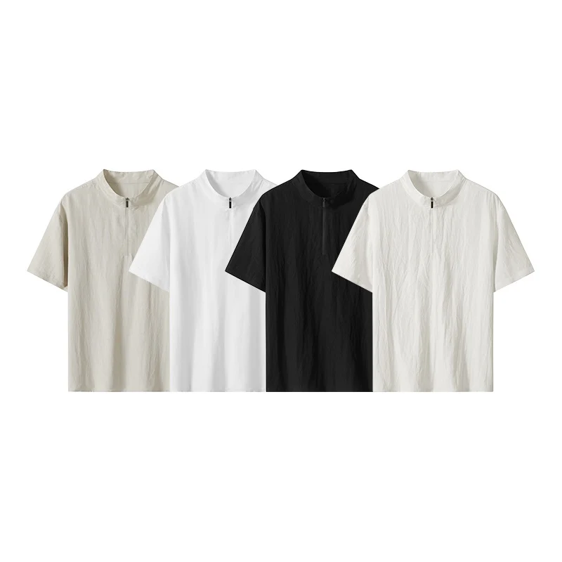 Herren Kurzarm‑Halbzip‑Shirt mit Stehkragen und Relaxed‑Fit Drune