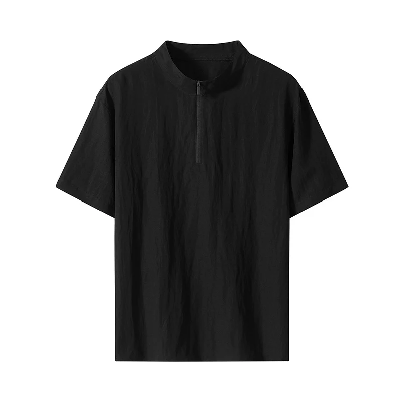 Herren Kurzarm‑Halbzip‑Shirt mit Stehkragen und Relaxed‑Fit Drune