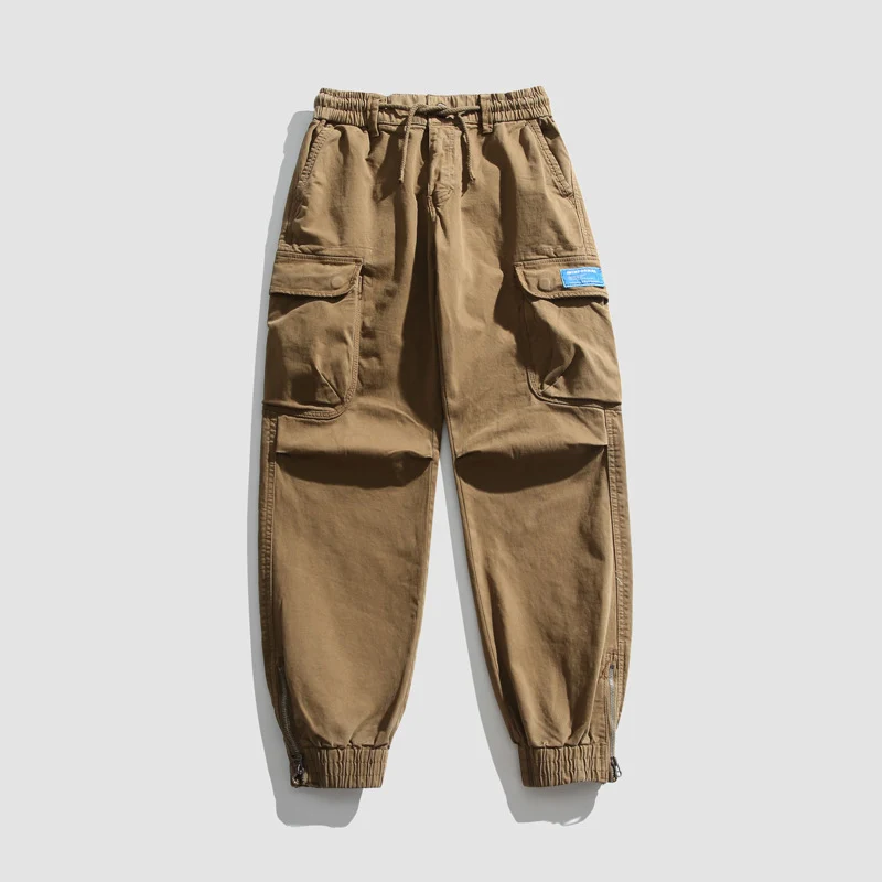 Herren Konisch geschnittene Utility-Cargo-Jogginghose mit Tunnelzugbund, Klapptaschen und Knöchelreißverschlüssen Drune
