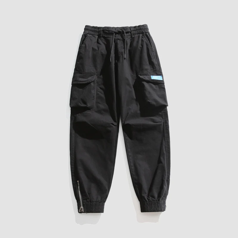 Herren Konisch geschnittene Utility-Cargo-Jogginghose mit Tunnelzugbund, Klapptaschen und Knöchelreißverschlüssen Drune