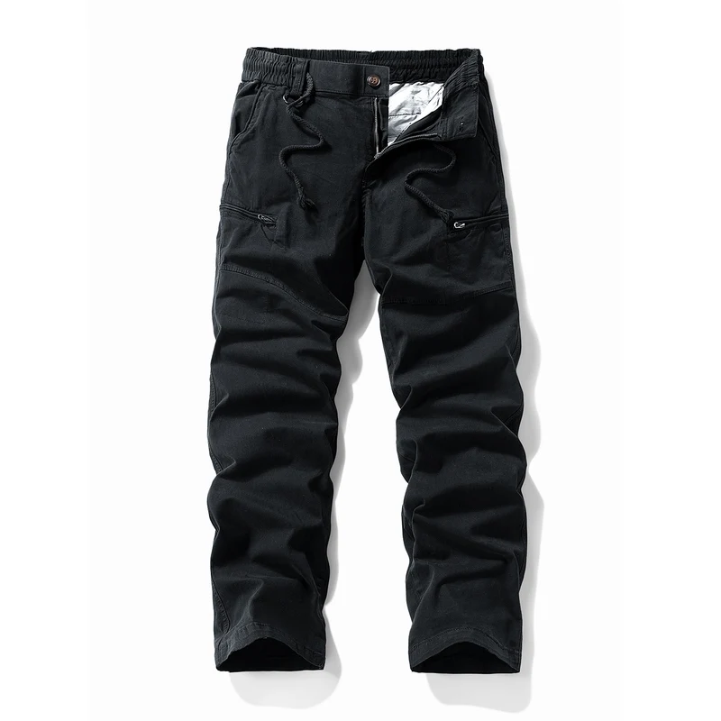Herren Komfort-Canvas-Cargo-Hose mit elastischem Tunnelzugbund, Kniepaneelen und Multifachtaschen Drune