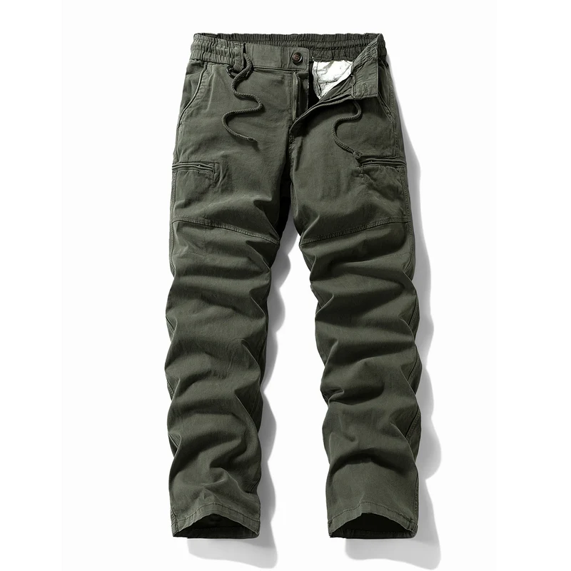 Herren Komfort-Canvas-Cargo-Hose mit elastischem Tunnelzugbund, Kniepaneelen und Multifachtaschen Drune
