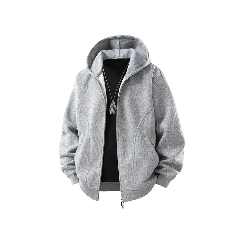 Herren Kapuzensweatjacke mit durchgehendem Reißverschluss, geripptem Saum und versteckten Seitentaschen Drune