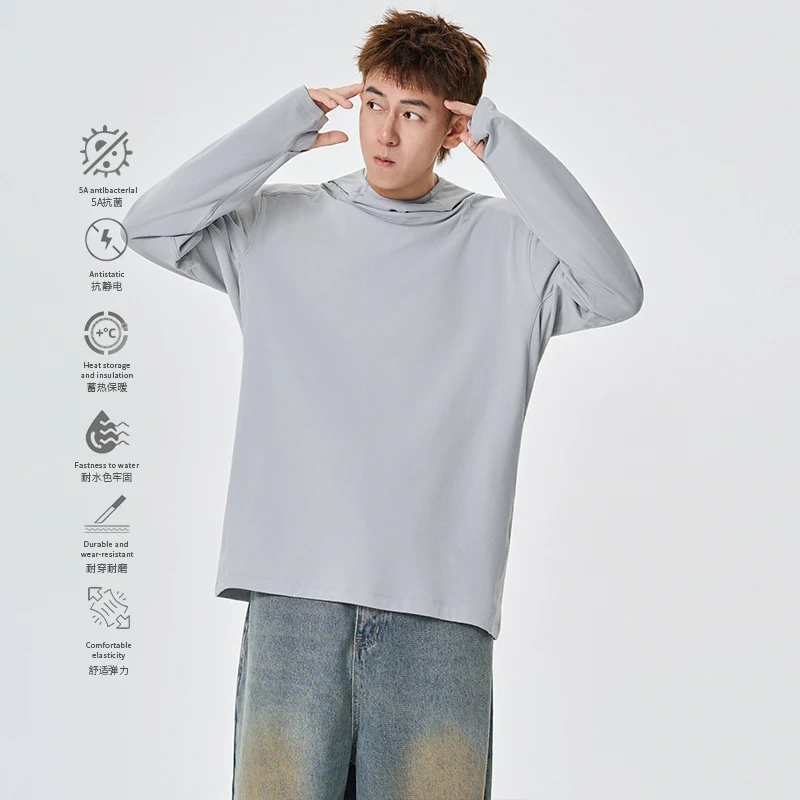 Herren Kapuzenpullover mit hohem Schalkragen aus technischem Stretchjersey Drune