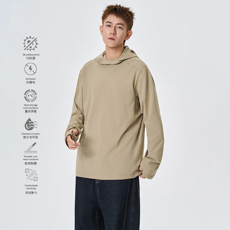 Herren Kapuzenpullover mit hohem Schalkragen aus technischem Stretchjersey Drune
