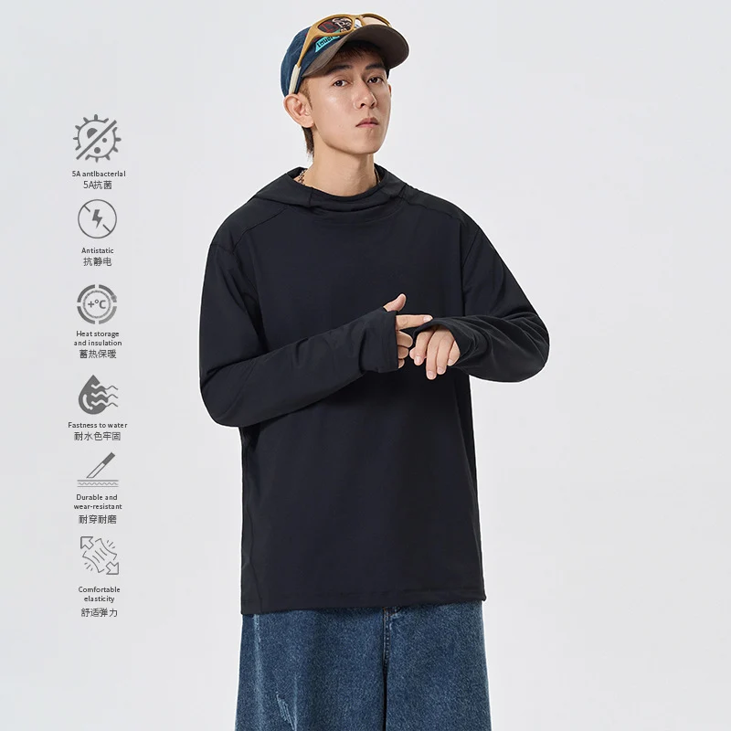 Herren Kapuzenpullover mit hohem Schalkragen aus technischem Stretchjersey Drune