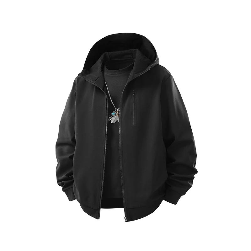 Herren Kapuzen-Softshelljacke mit Reißverschluss‑Brusttasche, geripptem Saum und Relaxed‑Fit Drune