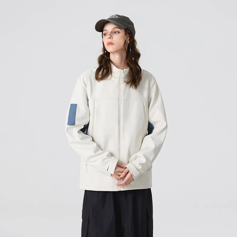 Herren Hybrid-Softshelljacke im Urban-Tech-Look mit hohem Stehkragen und verdecktem Reißverschluss Drune