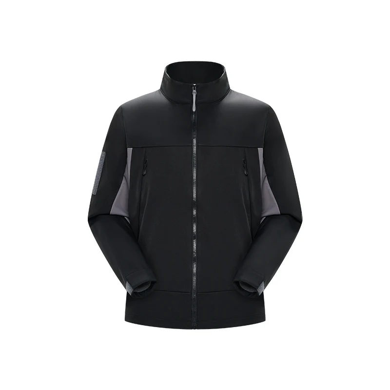 Herren Hybrid-Softshelljacke im Urban-Tech-Look mit hohem Stehkragen und verdecktem Reißverschluss Drune