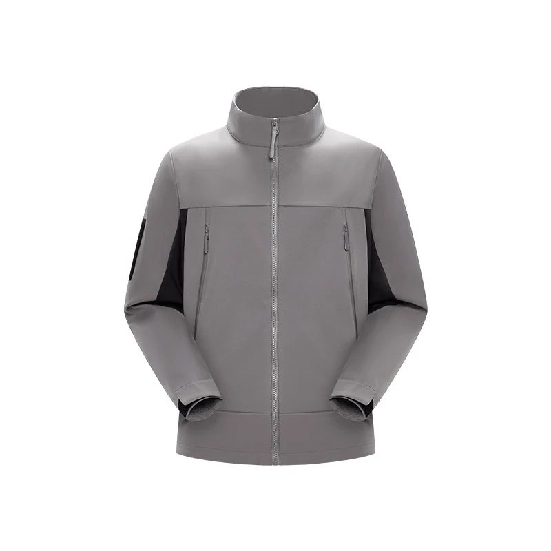Herren Hybrid-Softshelljacke im Urban-Tech-Look mit hohem Stehkragen und verdecktem Reißverschluss Drune