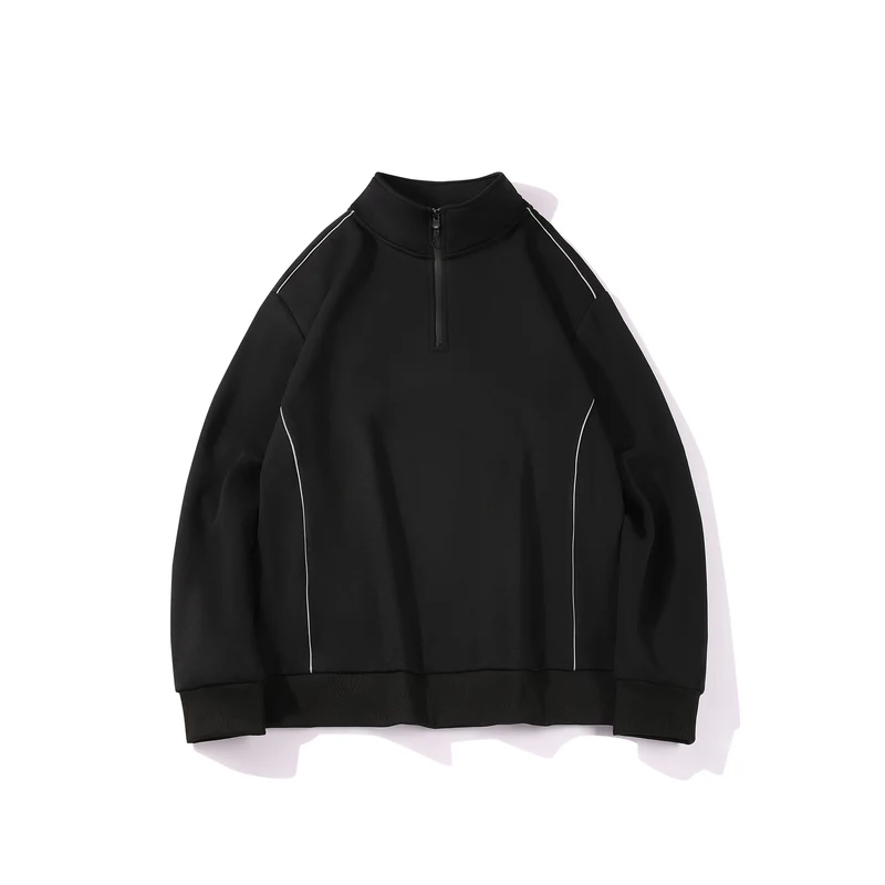 Herren Halfzip-Sweatshirt mit Stehkragen, reflektierenden Kedernähten und geripptem Saum Drune