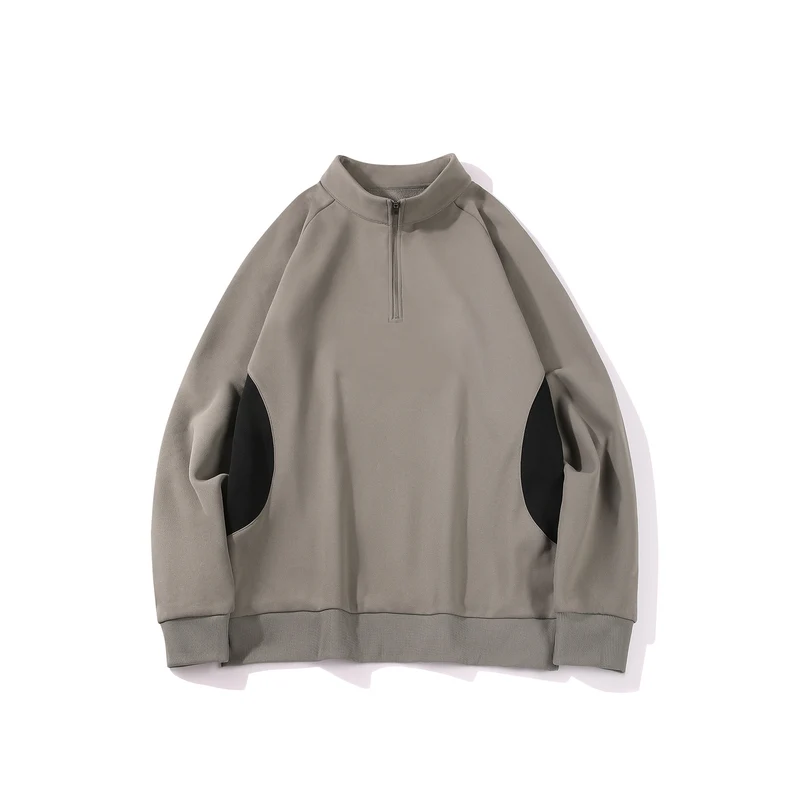 Herren Halbzip‑Sweatshirt mit Stehkragen und kontrastseitigen Einsätzen Drune