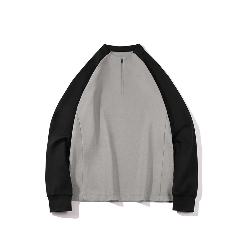 Herren Halbzip-Sweatshirt mit Raglanärmeln, Stehkragen und Kontrastärmeln Drune