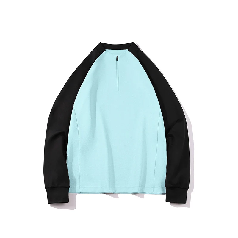 Herren Halbzip-Sweatshirt mit Raglanärmeln, Stehkragen und Kontrastärmeln Drune