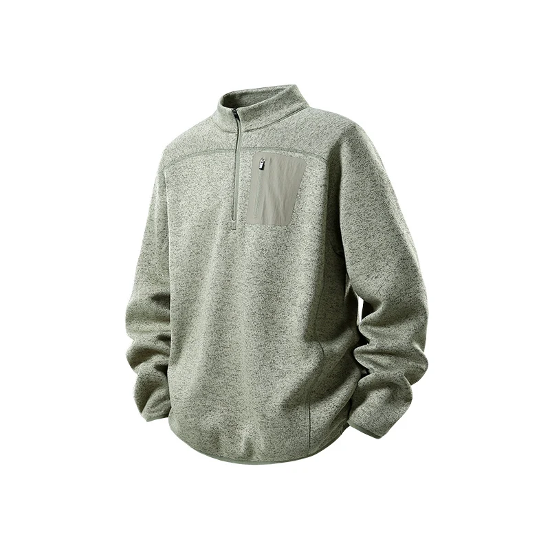Herren Halbzip-Fleecepullover mit Brustreißverschlusstasche und Stehkragen Drune