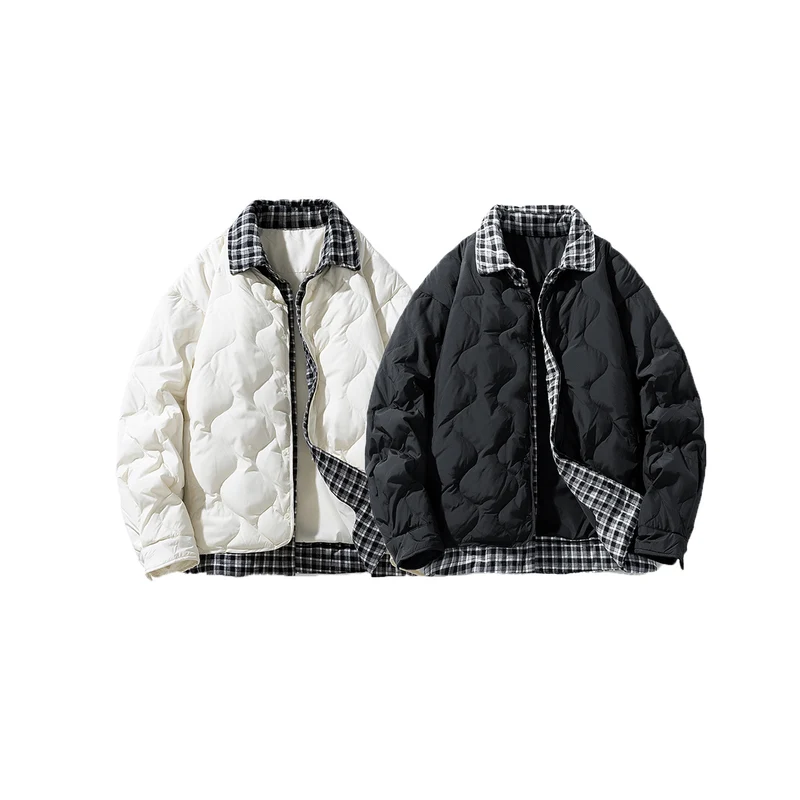 Herren Gesteppte Wende-Steppjacke mit kariertem Futter Drune