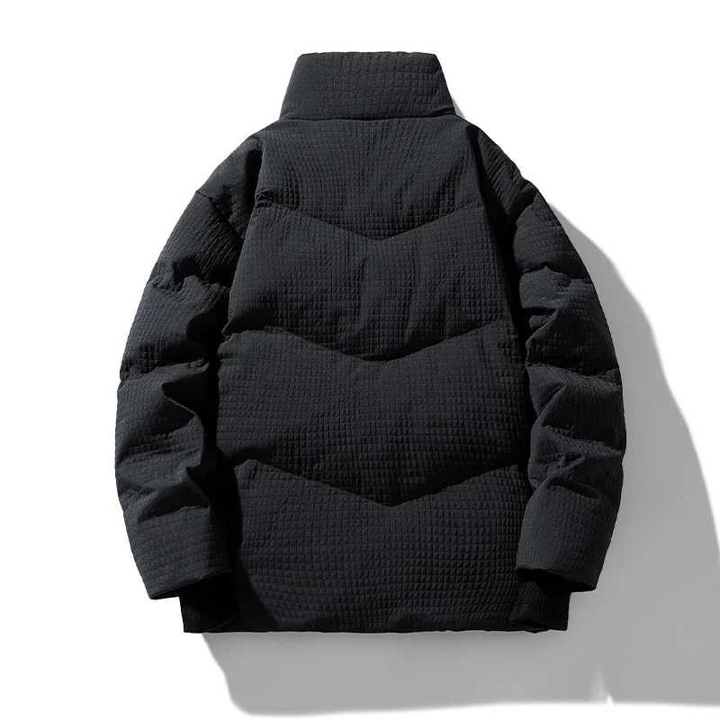 Herren gesteppte wendbare Winterjacke mit Stehkragen und Hahnentrittmuster-Futter Drune