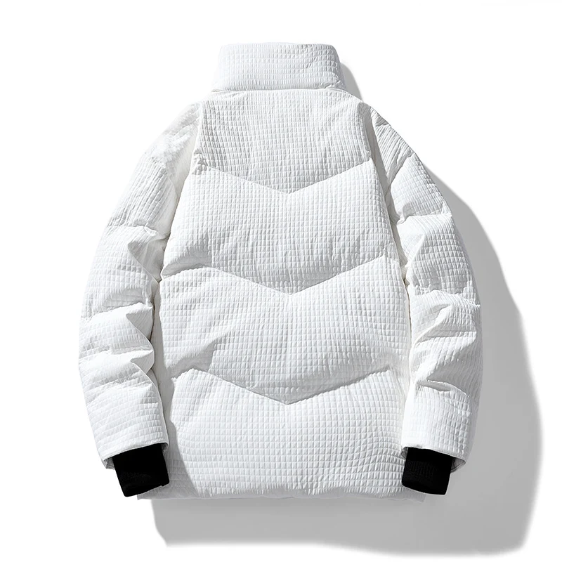 Herren gesteppte wendbare Winterjacke mit Stehkragen und Hahnentrittmuster-Futter Drune