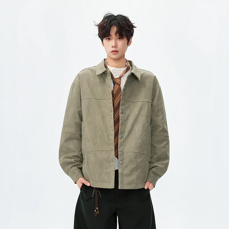 Herren gesteppte, gefütterte Canvas-Utility-Jacke mit Druckknöpfen Drune