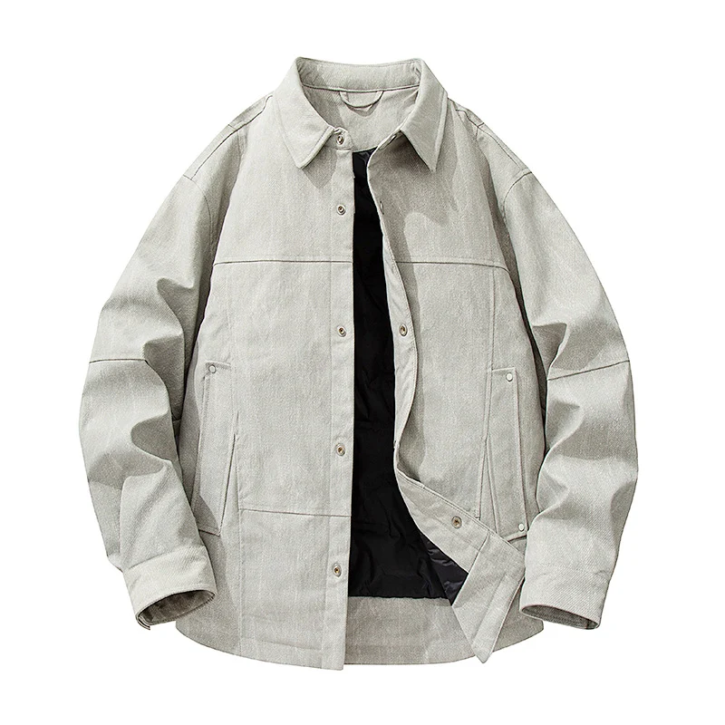 Herren gesteppte, gefütterte Canvas-Utility-Jacke mit Druckknöpfen Drune