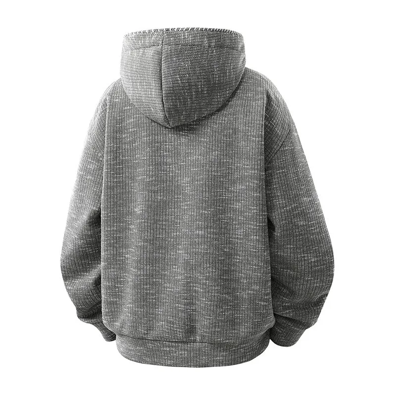 Herren Gepolsterte Strickoptik‑Kapuzenjacke mit Thermofutter und Zwei‑Wege‑Reißverschluss Drune
