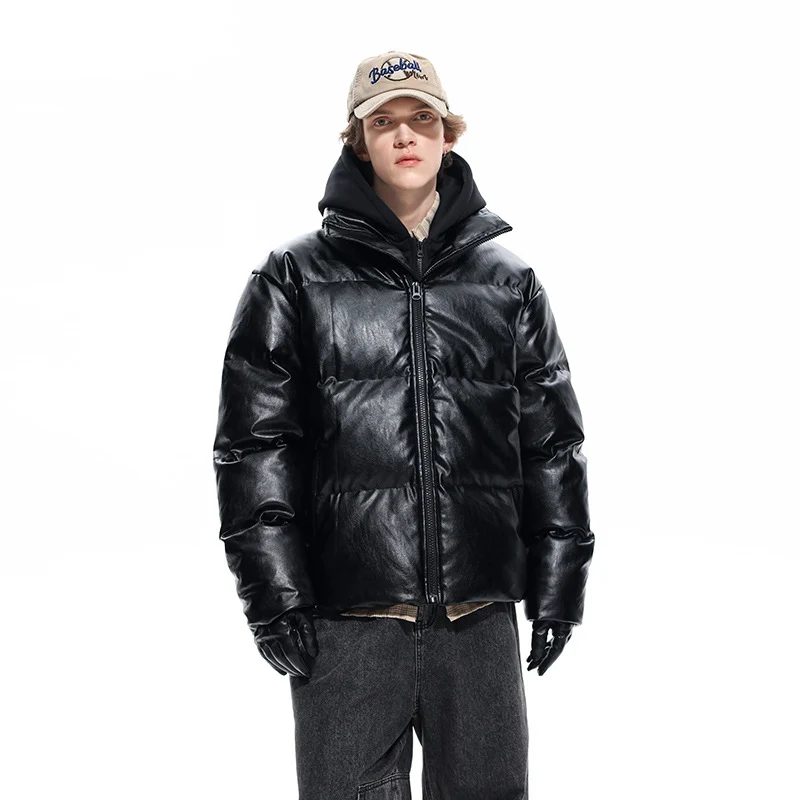 Herren Gepolsterte Kapuzenjacke mit Veloursleder‑Optik und verdecktem Zwei-Wege‑Reißverschluss Drune