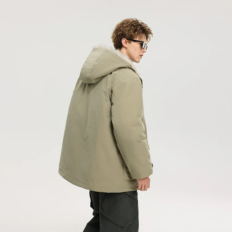 Herren Gefütterte Winterparka mit Kunstfellkapuze und Thermofutter, wind- und wasserabweisend Drune