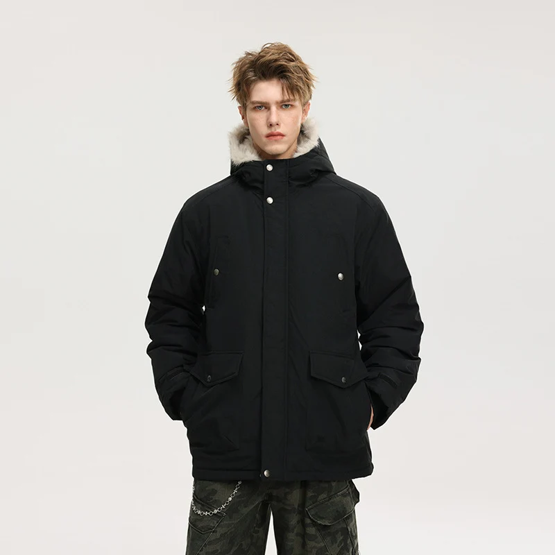 Herren Gefütterte Winterparka mit Kunstfellkapuze und Thermofutter, wind- und wasserabweisend Drune