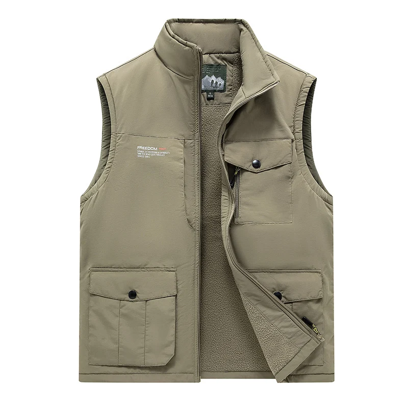 Herren Gefütterte Utility-Weste mit Teddyfutter und Multifachtaschen Drune