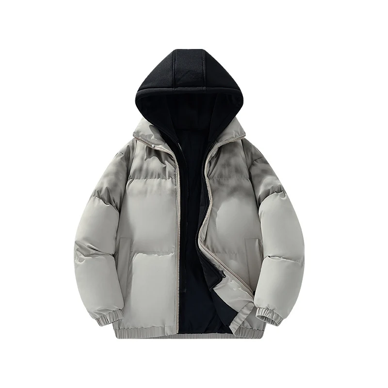 Herren Gefütterte Oversize-Steppjacke mit abnehmbarem Kapuzen‑Einsatz und Farbverlauf Drune