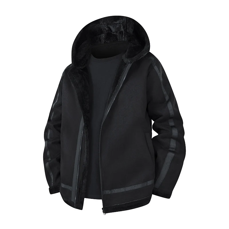 Herren Gefütterte Kapuzenjacke mit Teddyfutter und windabweisender Außenhülle Drune