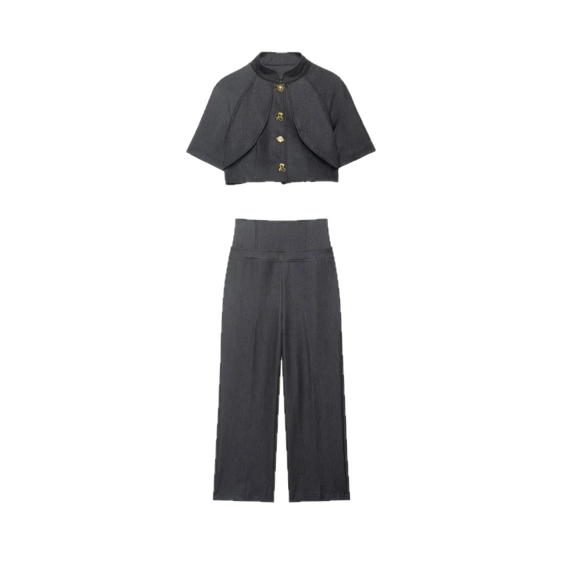 Damen Hochtaillierte Culotte-Hose mit breitem Komfortbund und weitem Bein Drune
