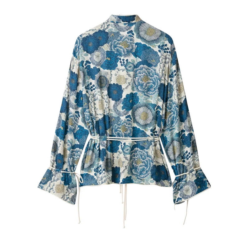 Damen Hochtaillierte Cropped‑Palazzohose im jacquardgewebten Floral‑Design Drune