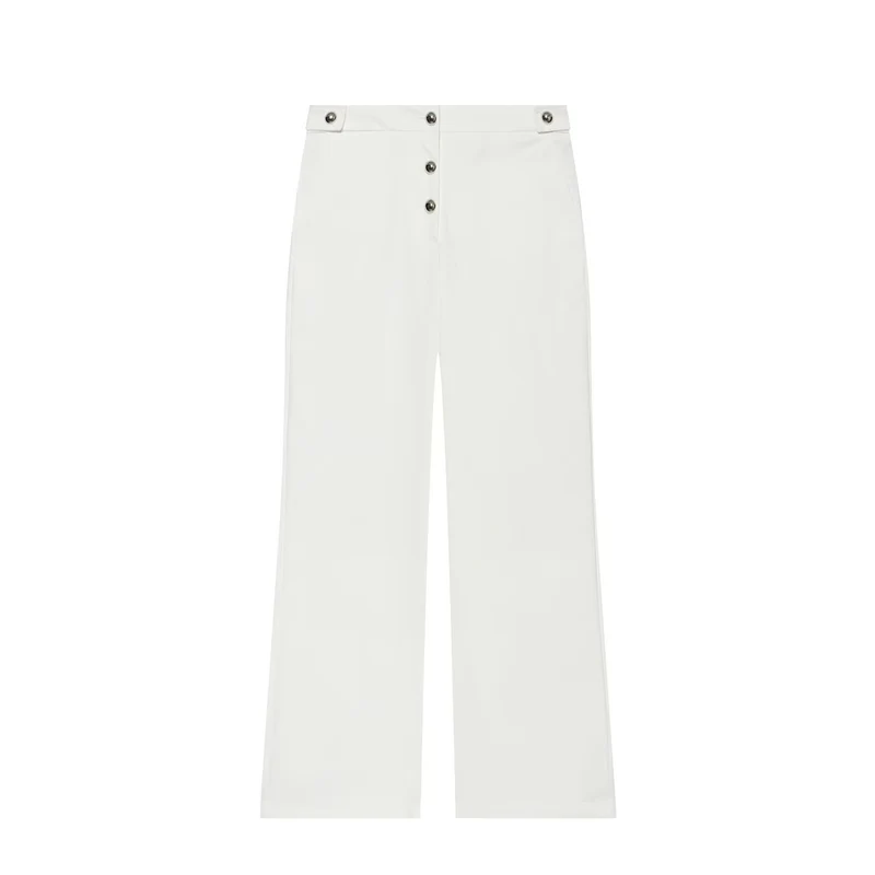 Damen Hochgeschnittene weite Hose mit sichtbarer Knopfleiste und Bundriegel Drune